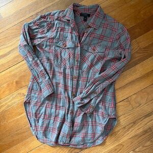 Gray and Red Plaid Shirt